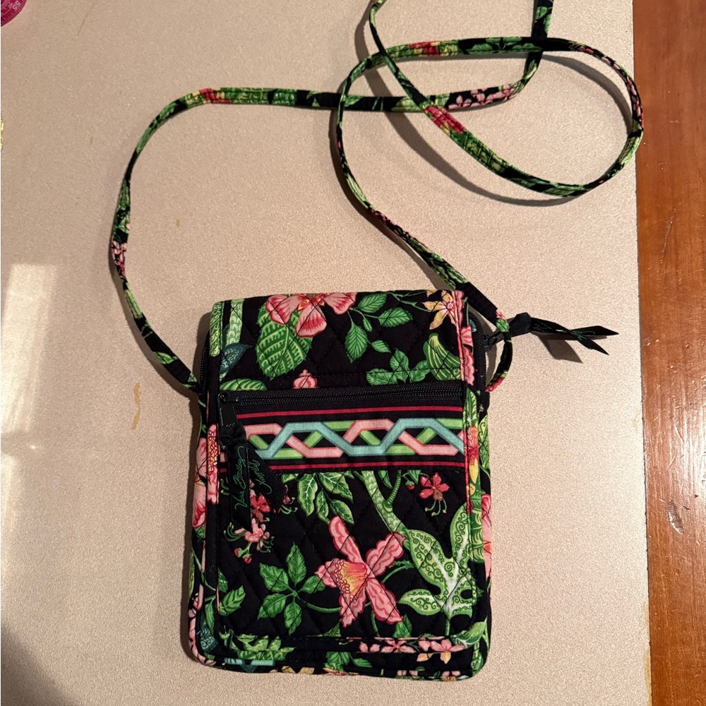 Vera Bradley Floral Crossbody Bag - Black and Green